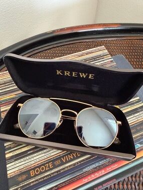 KREWE Coleman Blinker Sunglasses with Silver Mirrored Lenses - Round Aviator